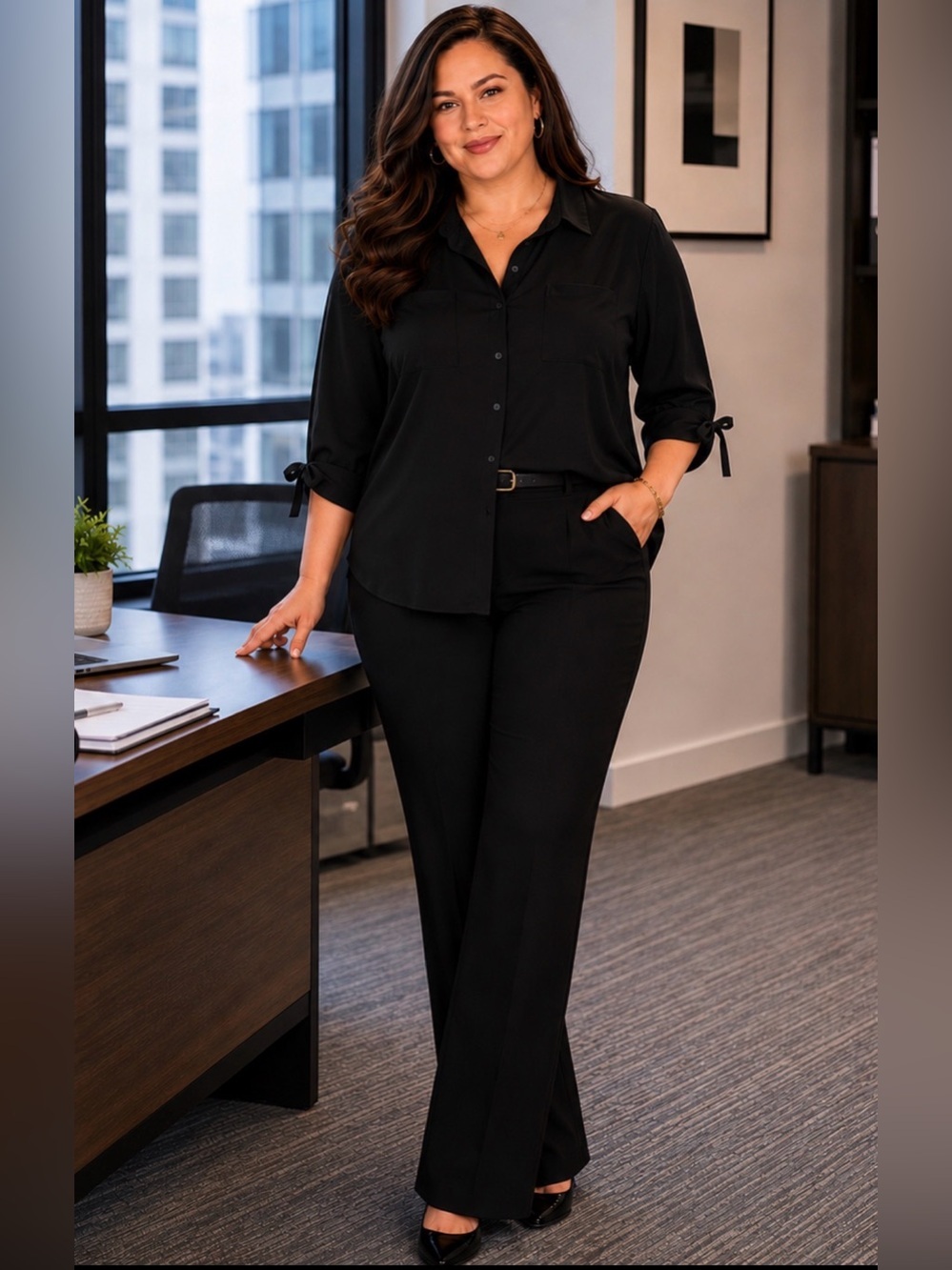 NEW DIRECTIONS CURVY BLACK ESSENTIAL BLOUSE - SIZE 1X - NWT